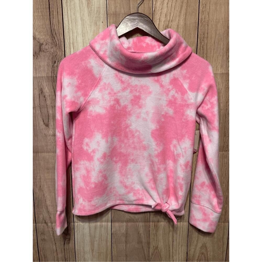 SO Large girls tie dye style funnel neck NWT sweatshirt pink white